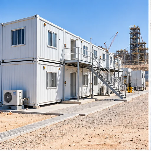 Modular container office and accommodation units at a project site