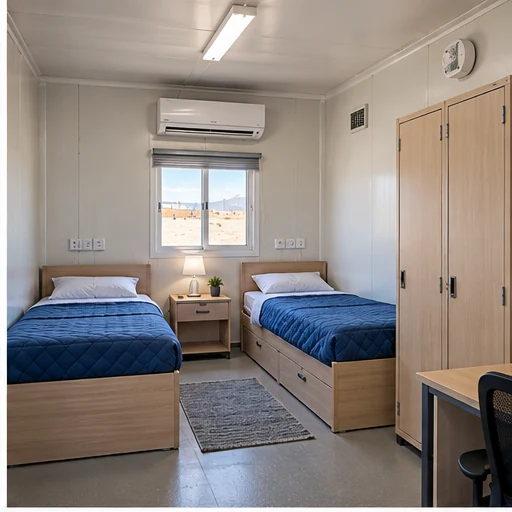 Employee bedroom inside accommodation container