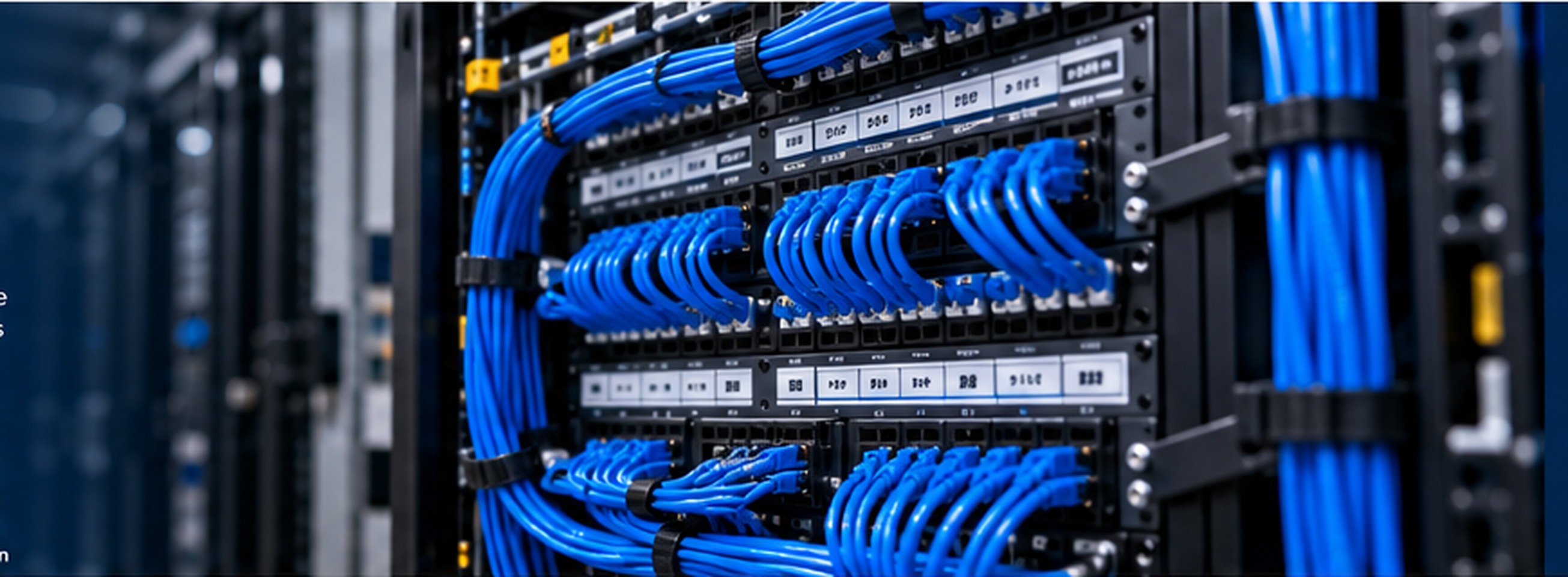 Structured network cabling and server rack
