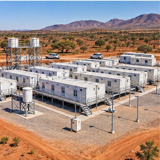 Remote modular container accommodation camp
